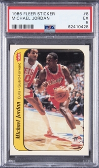 1986/87 Fleer Stickers #8 Michael Jordan Rookie Card – PSA EX 5